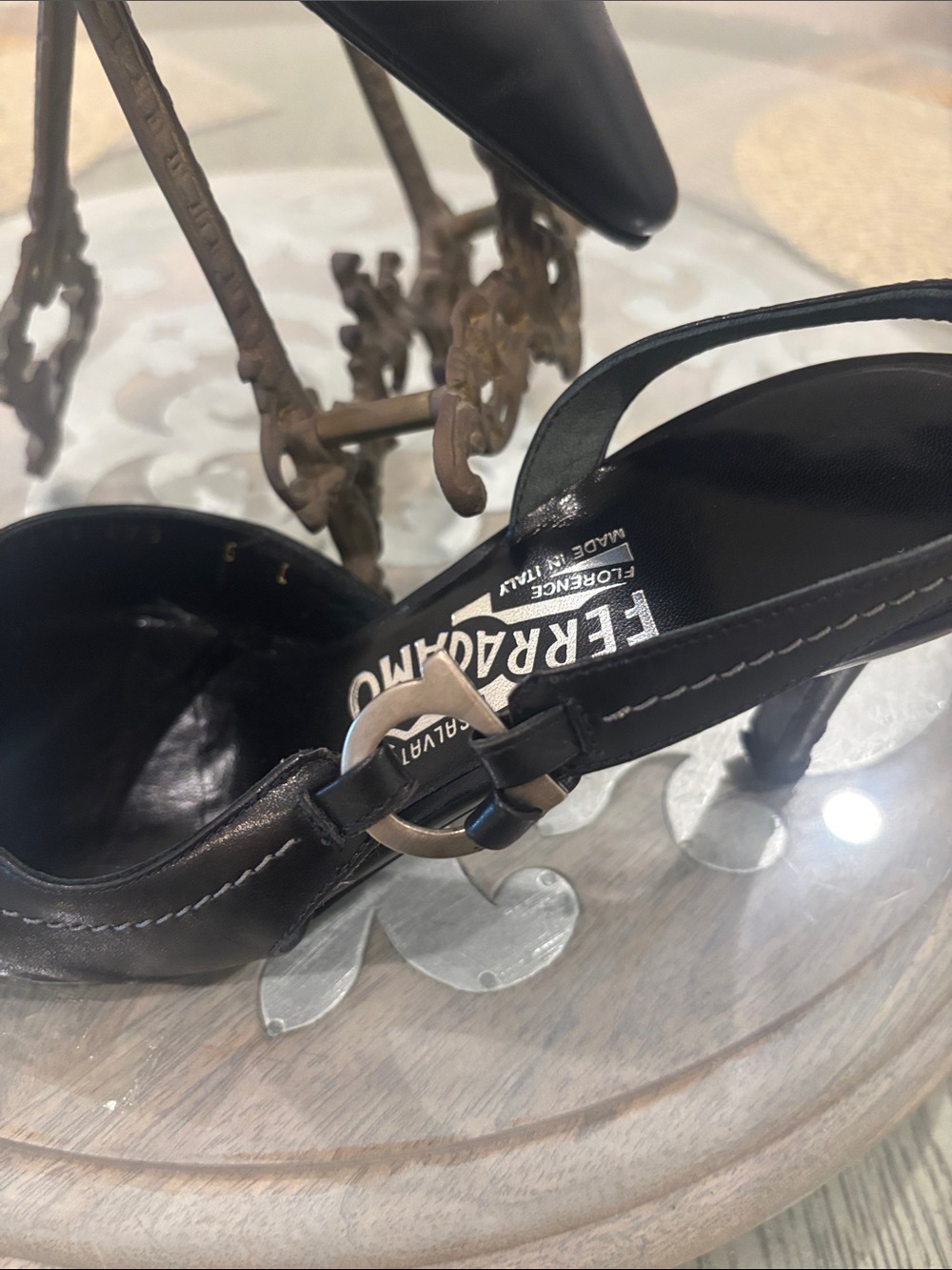 Salvatore Ferragamo Black Leather Pointed Slingback Heels - Picture 2 of 14